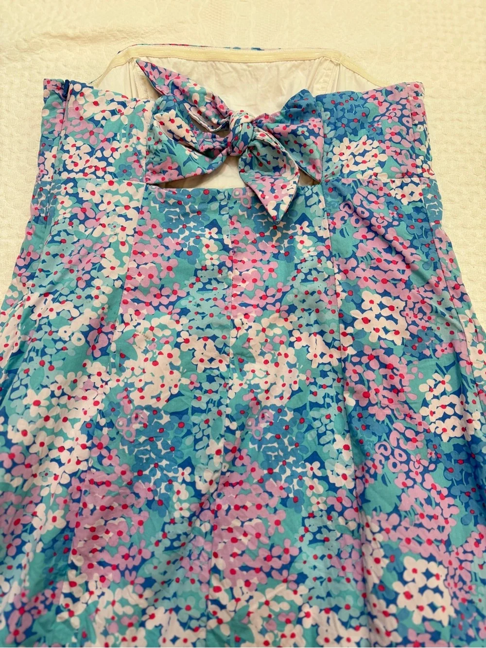 Lilly Pulitzer Franco Short Strapless Tie Back Dress Dot Dot Hop Blue & Purple 6 - Picture 3 of 7